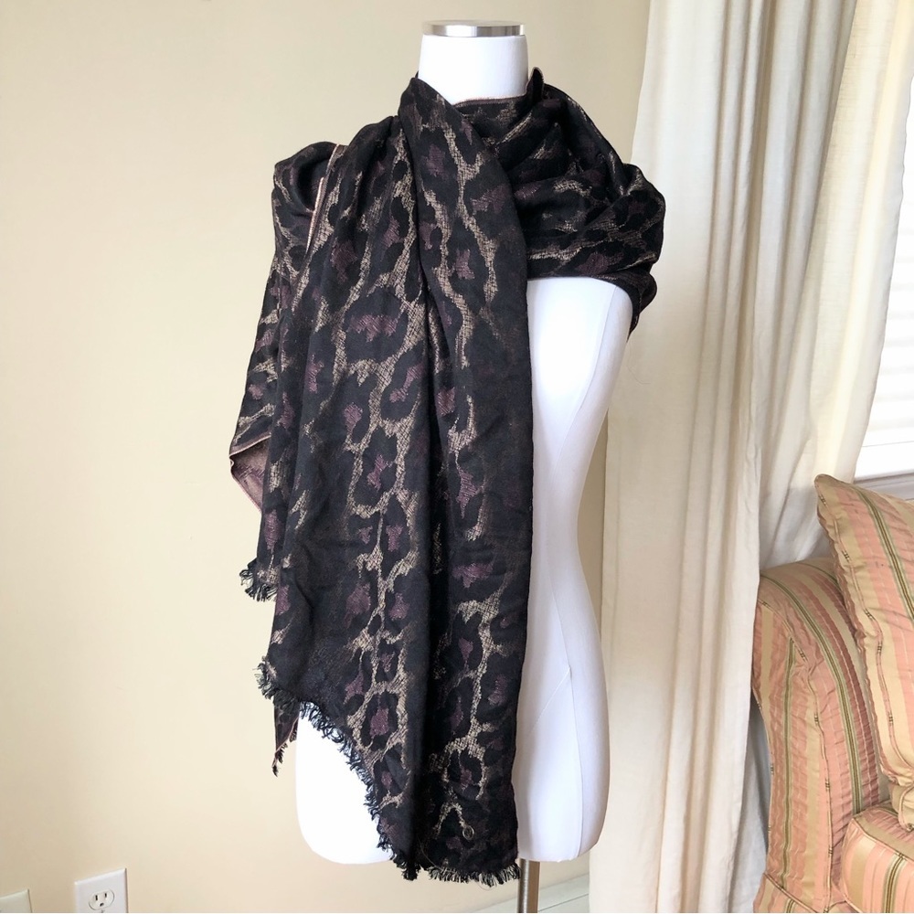 BLACK & gold Leopard print blanket scarf